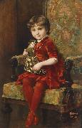 Alois Hans Schram Young Girl with Doll Spain oil painting artist